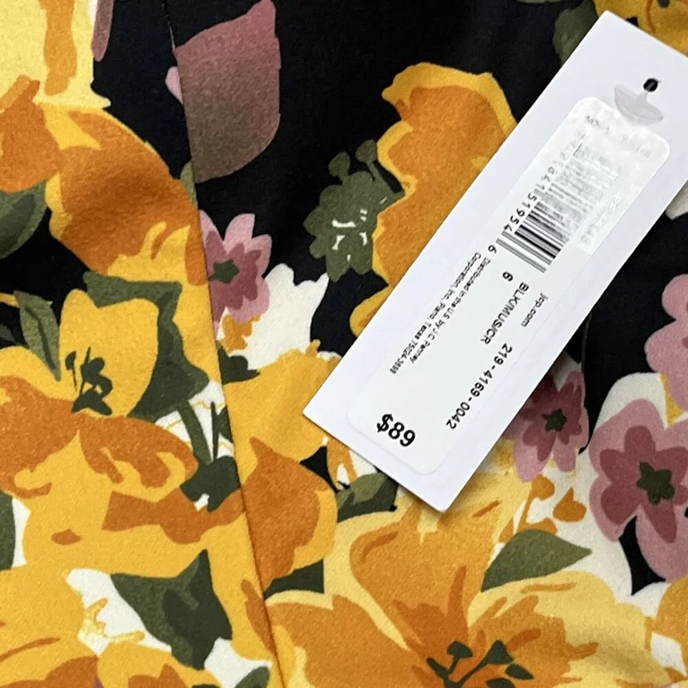 Premier Amour Dress Women 6 Black Yellow Floral Asymmetrical Retro‎ Pin Up - Picture 9 of 12